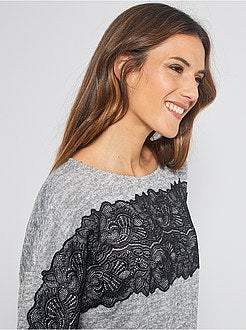 Pull avec dentelle 'Jacqueline de Yong' - Kiabi