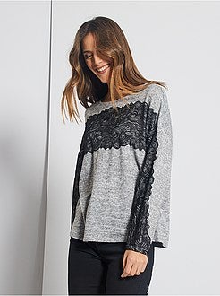 Pull avec dentelle 'Jacqueline de Yong' - Kiabi
