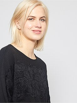 Pull avec dentelle 'Jacqueline de Yong' - Kiabi