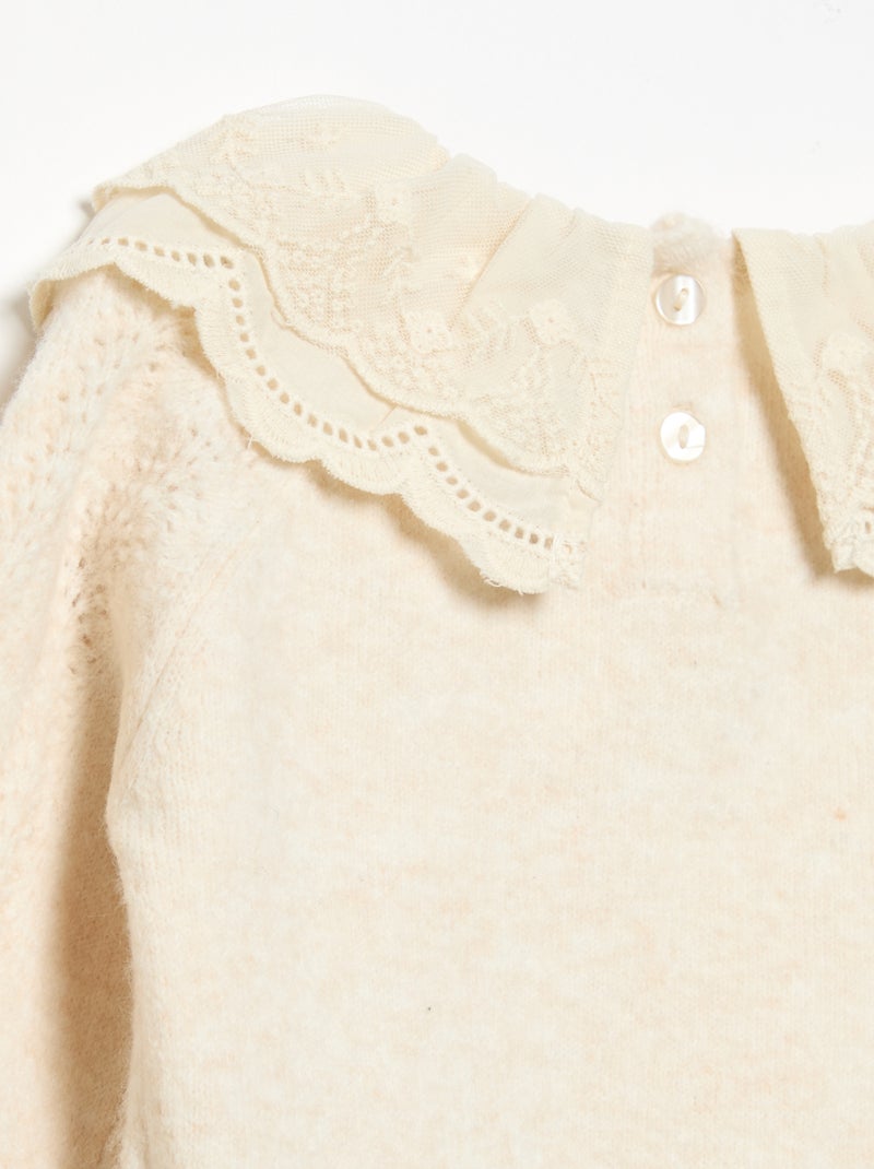 Pull avec double col fantaisie Blanc - Kiabi