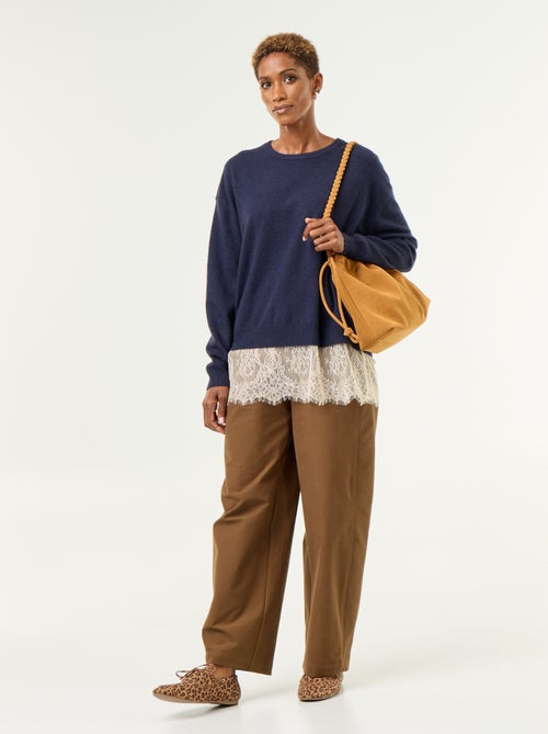 Pull avec empiècement en dentelle - Kiabi Pull avec empiècement en dentelle - Kiabi