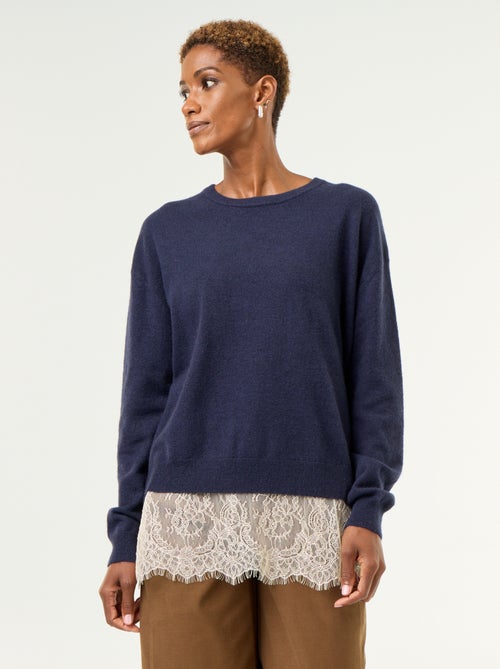 Pull avec empiècement en dentelle - Kiabi Pull avec empiècement en dentelle - Kiabi