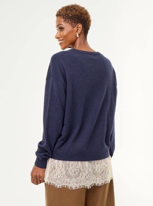 Pull avec empiècement en dentelle - Kiabi Pull avec empiècement en dentelle - Kiabi