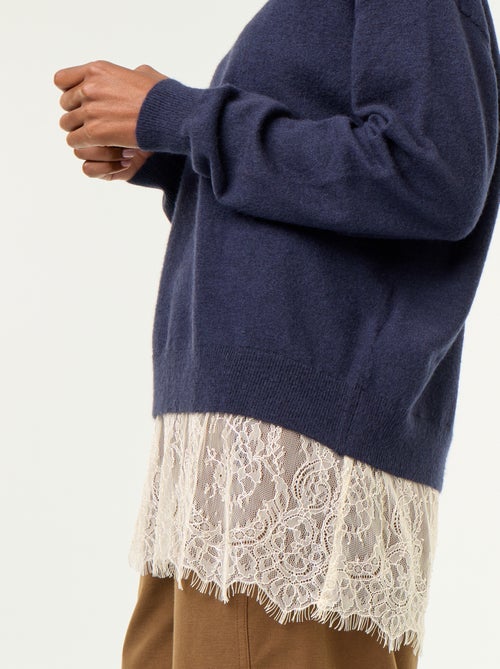 Pull avec empiècement en dentelle - Kiabi Pull avec empiècement en dentelle - Kiabi