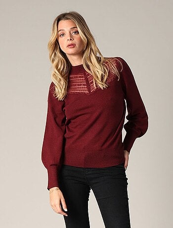 Pull avec empiècement en dentelle 'Deeluxe'