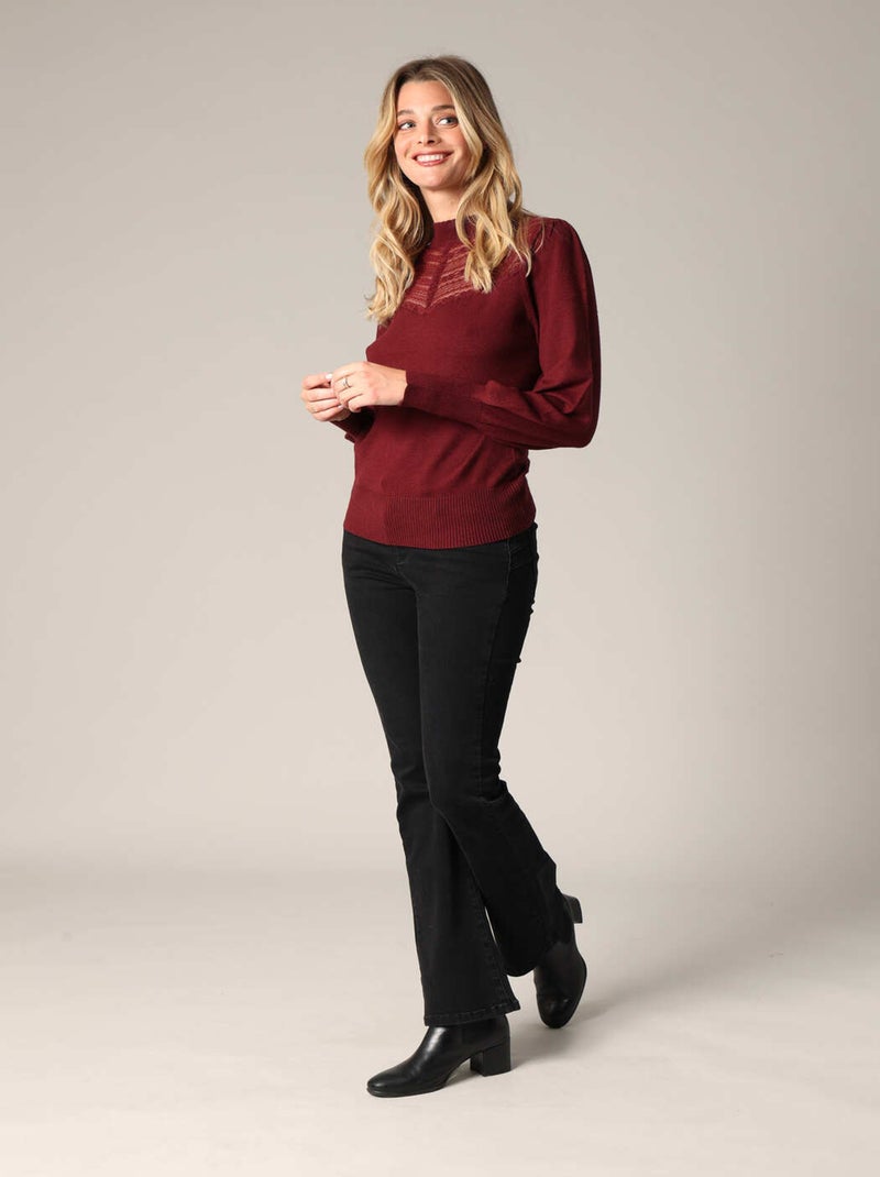 Pull avec empiècement en dentelle 'Deeluxe' Bordeaux - Kiabi