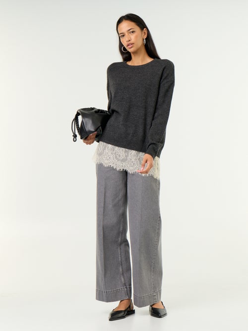 Pull avec empiècement en dentelle - Kiabi Pull avec empiècement en dentelle - Kiabi