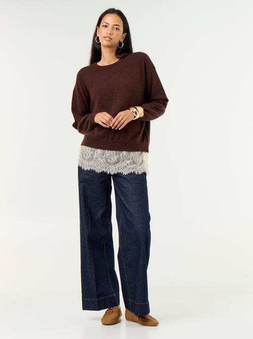 Pull avec empiècement en dentelle - Kiabi Pull avec empiècement en dentelle - Kiabi