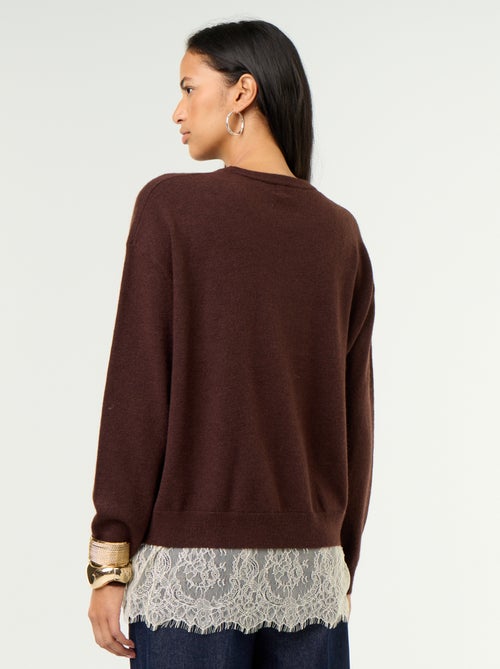 Pull avec empiècement en dentelle - Kiabi Pull avec empiècement en dentelle - Kiabi