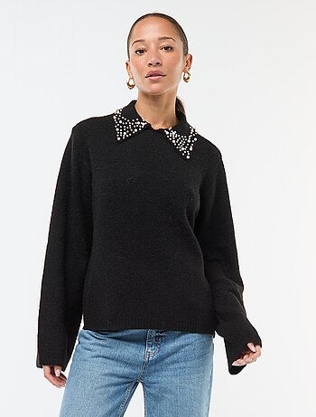 Pull avec encolure perlée 'JDY'