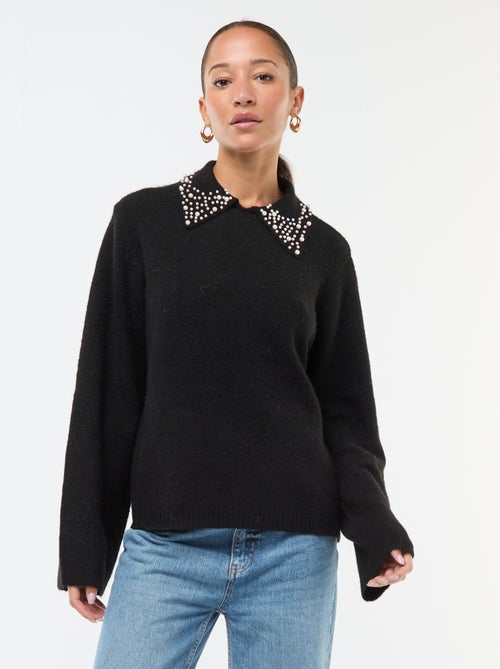 Pull avec encolure perlée 'JDY' - Kiabi