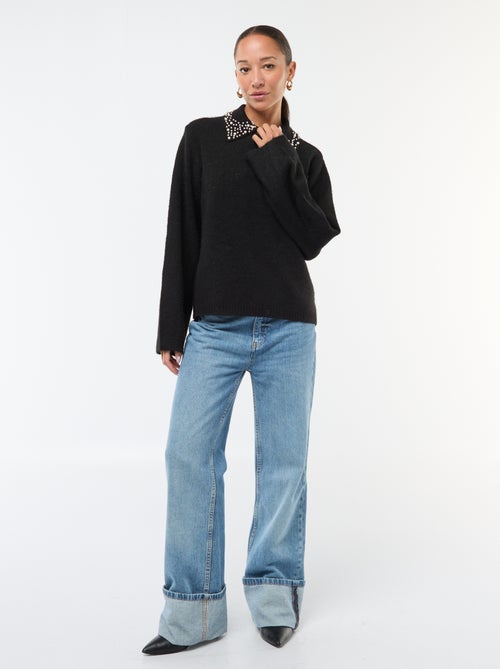 Pull avec encolure perlée 'JDY' - Kiabi