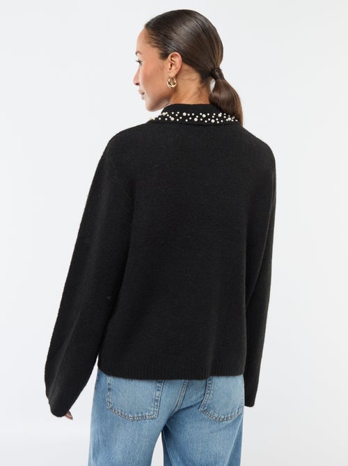 Pull avec encolure perlée 'JDY' - Kiabi