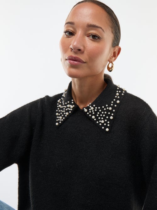 Pull avec encolure perlée 'JDY' - Kiabi