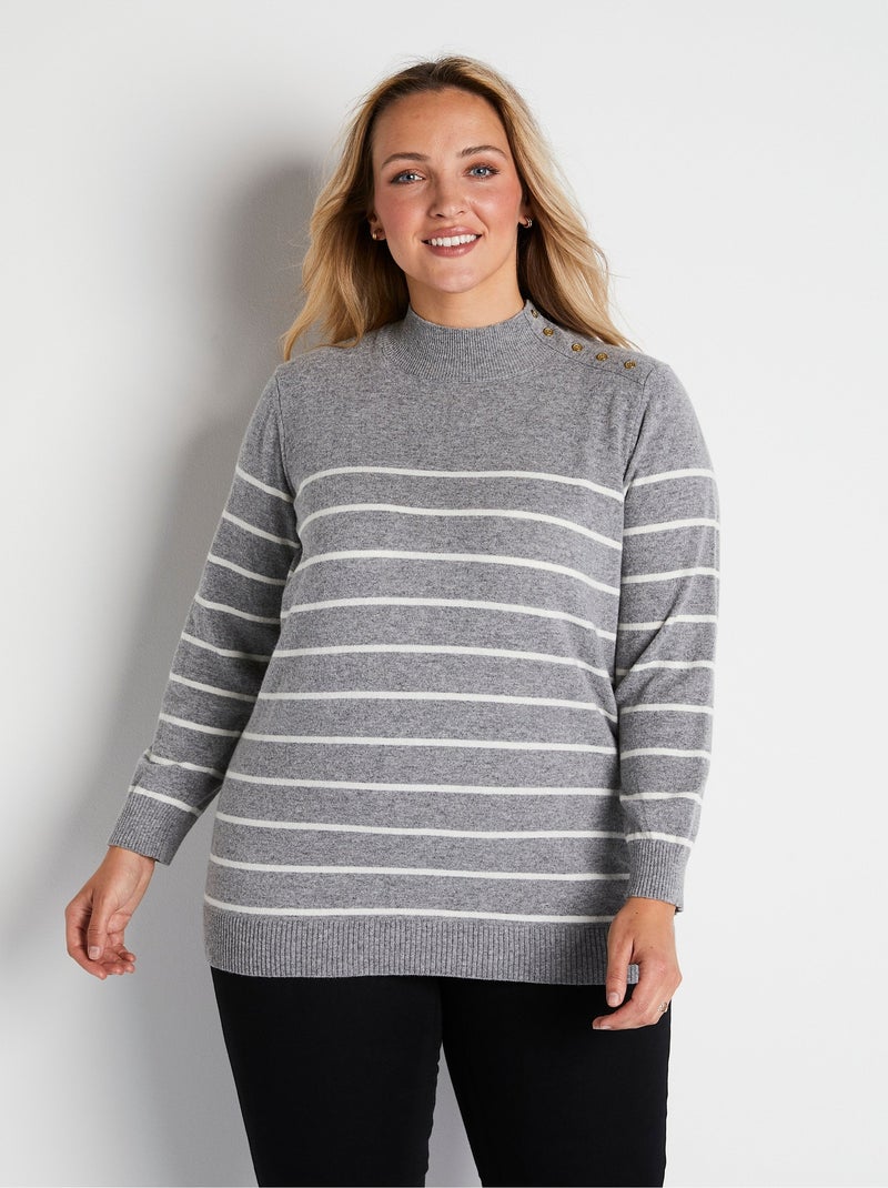 Pull avec fibres recyclées, laine et cachemire Beige - Kiabi