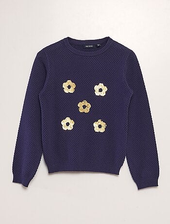 Pull avec fleurs en sequins