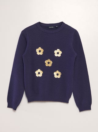 Pull avec fleurs en sequins