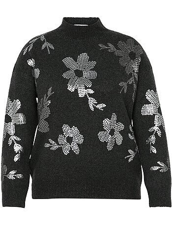 Pull avec fleurs en sequins PAPRIKA