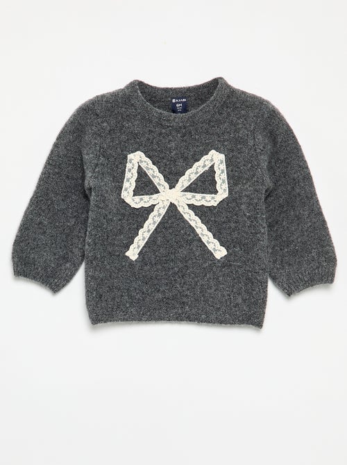 Pull avec grand nœud en dentelle - Kiabi