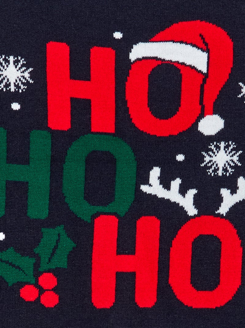 Pull avec imprimé 'Noël' à col rond Bleu - Kiabi