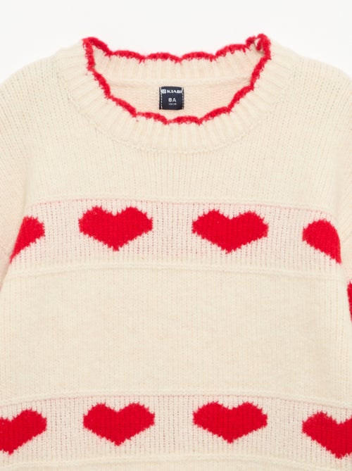 Pull avec jacquard 'coeurs' 'Noël' - Kiabi