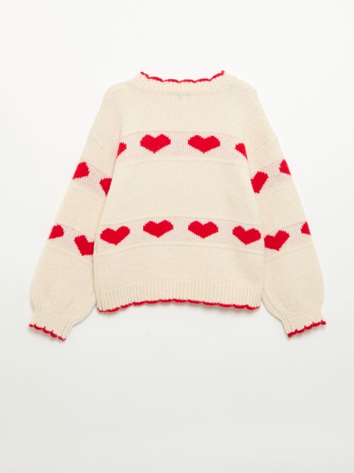 Pull avec jacquard 'coeurs' 'Noël' - Kiabi