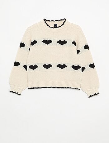 Pull avec jacquard 'coeurs'