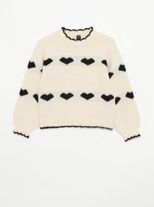 Pull avec jacquard 'coeurs' - Kiabi Pull avec jacquard 'coeurs' - Kiabi