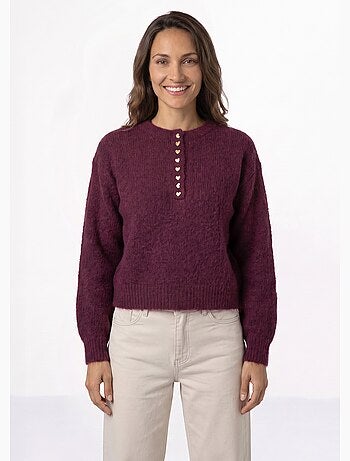 Pull avec laine, col rond boutons métal - afibel
