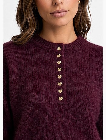 Pull avec laine, col rond boutons métal - afibel