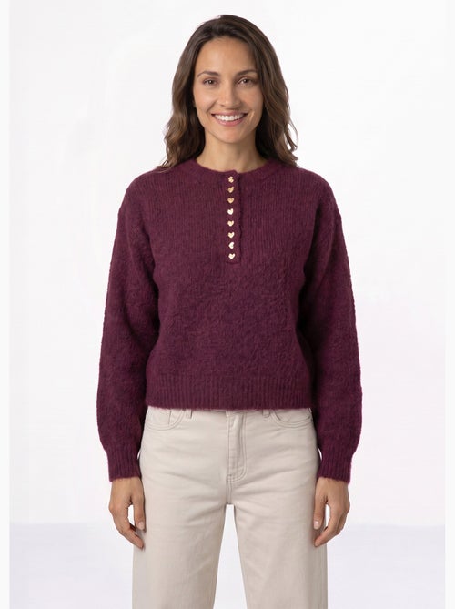 Pull avec laine, col rond boutons métal - afibel - Kiabi Pull avec laine, col rond boutons métal - afibel - Kiabi