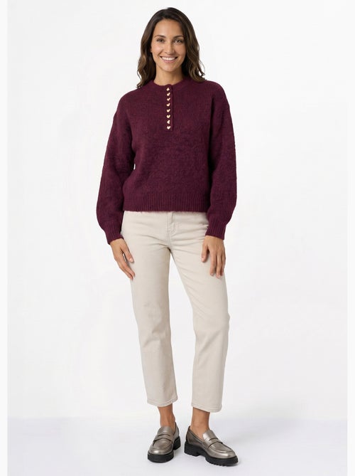 Pull avec laine, col rond boutons métal - afibel - Kiabi Pull avec laine, col rond boutons métal - afibel - Kiabi