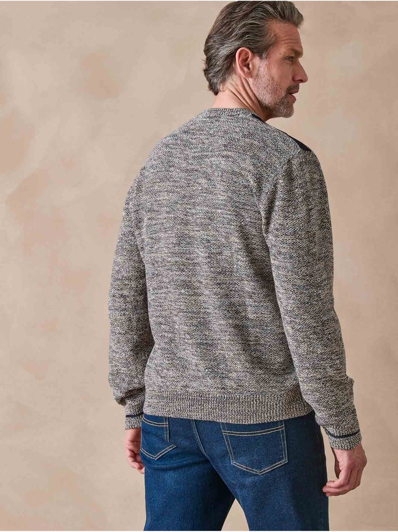 Pull avec laine col V - DAXON Marron tabac - Kiabi