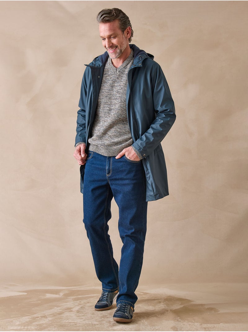 Pull avec laine col V - DAXON Marron tabac - Kiabi