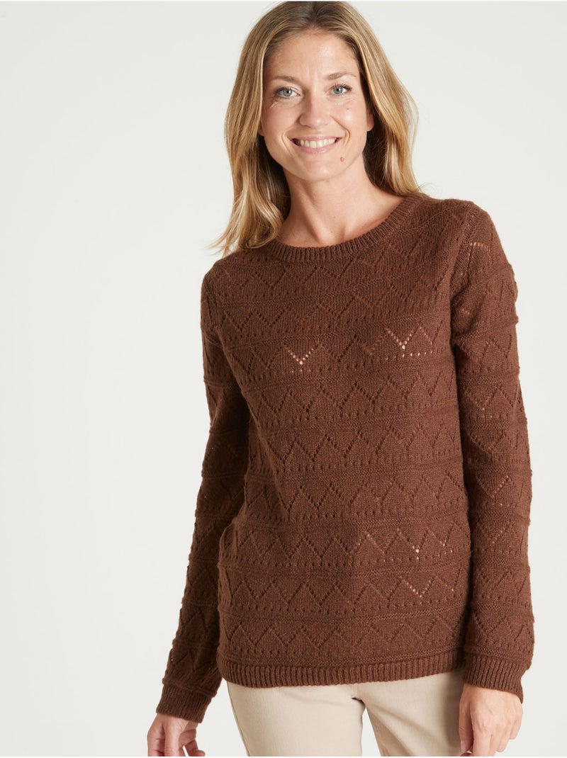 Pull avec laine et alpaga - DAXON Marron - Kiabi