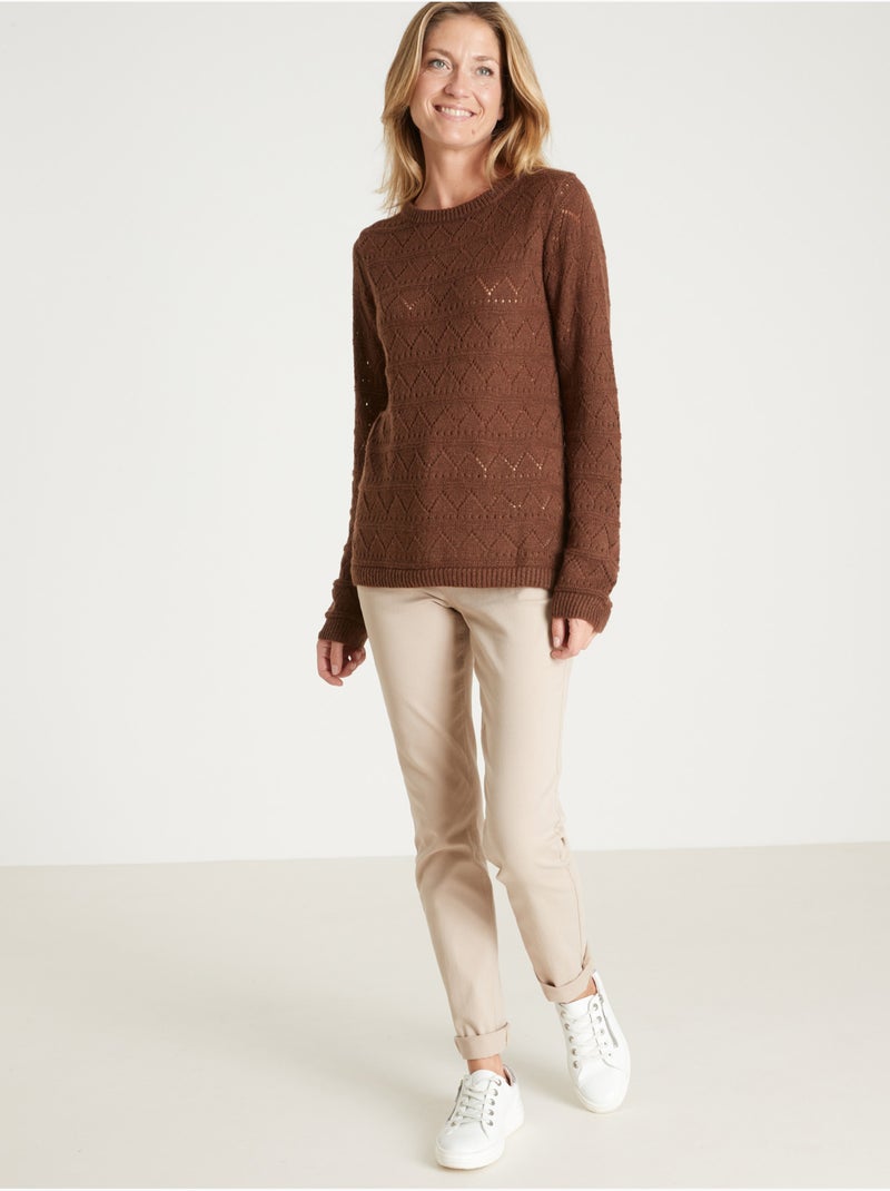 Pull avec laine et alpaga - DAXON Marron - Kiabi
