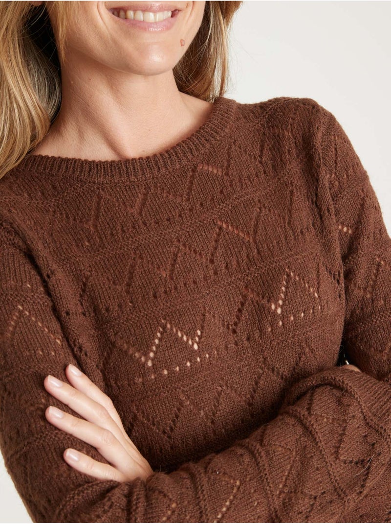 Pull avec laine et alpaga - DAXON Marron - Kiabi
