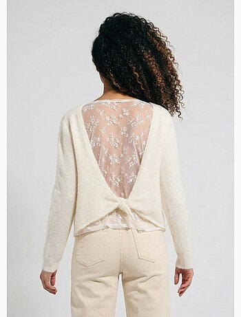 Pull avec laine et détail dentelle dos - AFIBEL