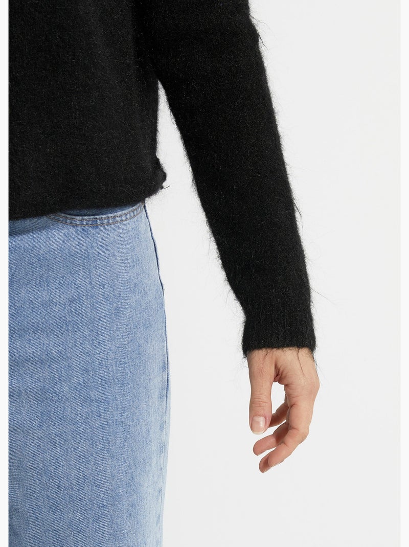 Pull avec laine et détail dentelle dos - AFIBEL Noir - Kiabi