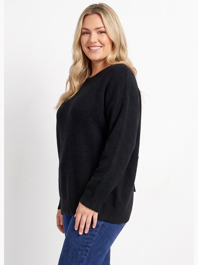 Pull avec laine et dos en dentelle - afibel Noir - Kiabi