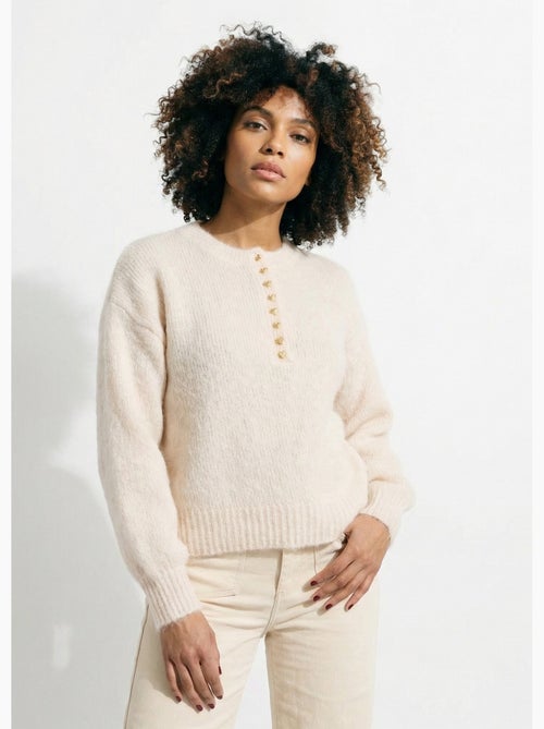 Pull avec laine et petits boutons métal - AFIBEL - Kiabi