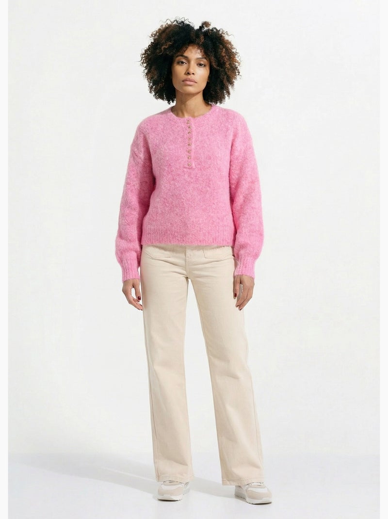 Pull avec laine et petits boutons métal - AFIBEL Rose - Kiabi