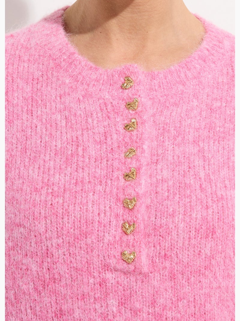 Pull avec laine et petits boutons métal - AFIBEL Rose - Kiabi
