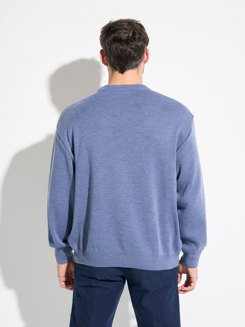 Pull avec laine, jacquard motifs abstraits - afibel Bleu - Kiabi