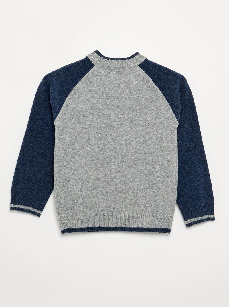 Pull avec manches contrastées Gris - Kiabi