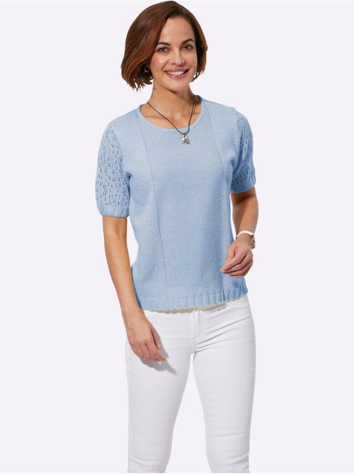 Pull avec manches courtes motif ajouré et finition côtelée - Taille standard - Witt - Kiabi Pull avec manches courtes motif ajouré et finition côtelée - Taille standard - Witt - Kiabi