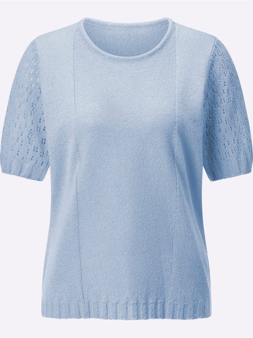 Pull avec manches courtes motif ajouré et finition côtelée - Taille standard - Witt - Kiabi Pull avec manches courtes motif ajouré et finition côtelée - Taille standard - Witt - Kiabi