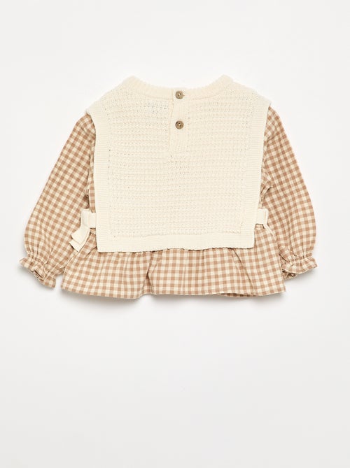 Pull avec manches en voile de coton - Kiabi