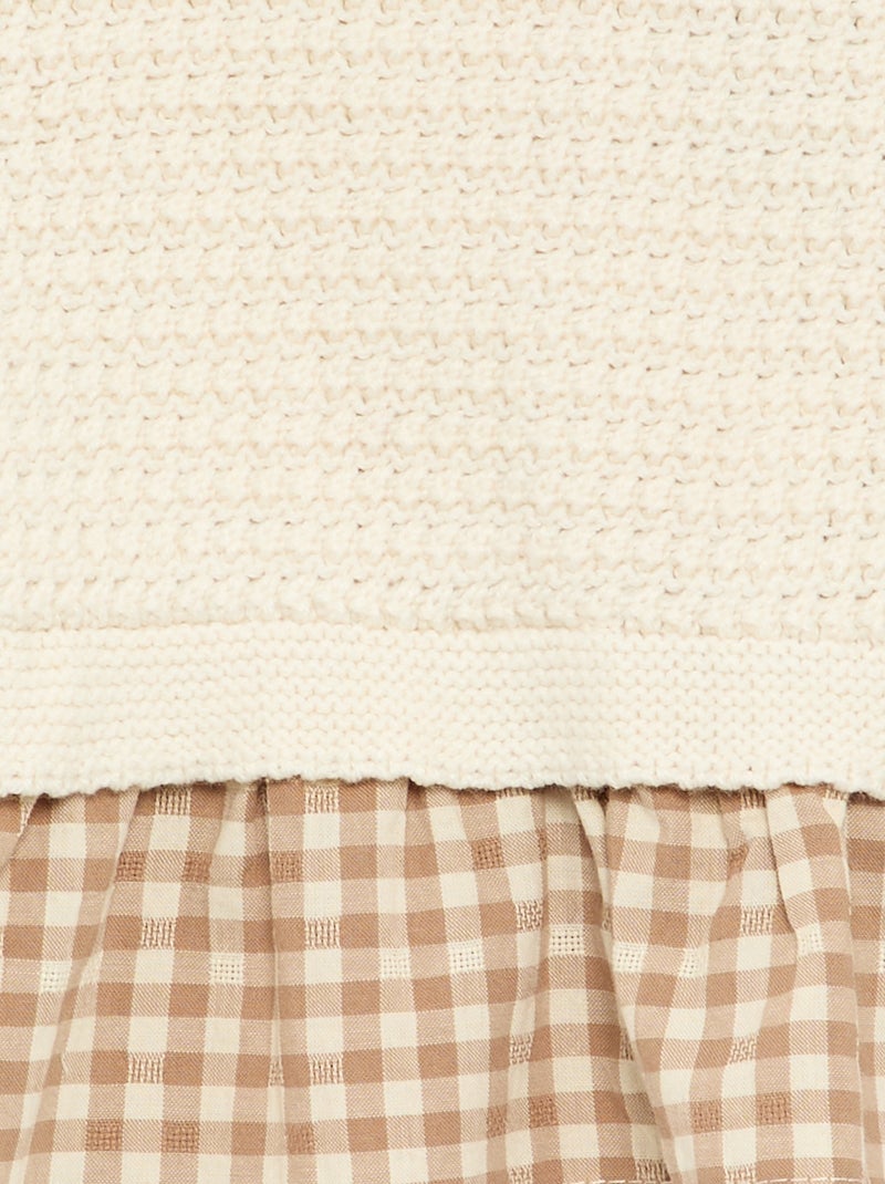 Pull avec manches en voile de coton Beige - Kiabi