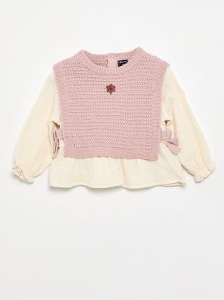 Pull avec manches en voile de coton